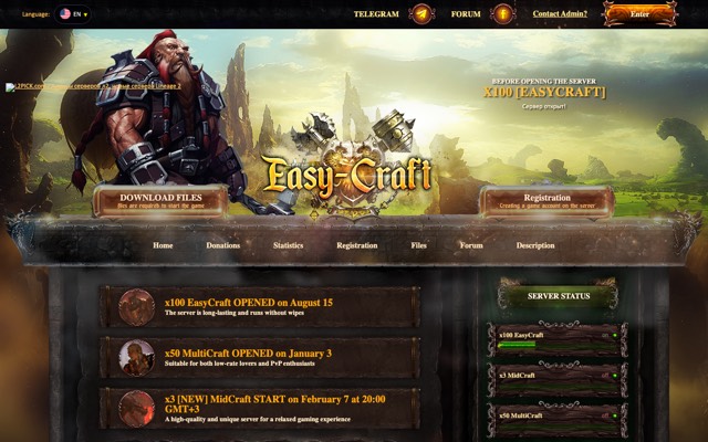 Screenshot of the easy-craft.net home page