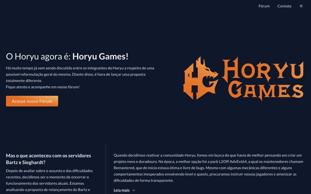 Screenshot of the horyu.org home page