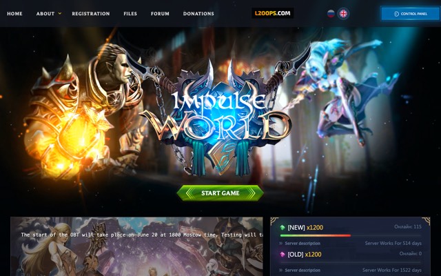 Screenshot of the impulse-world.net home page