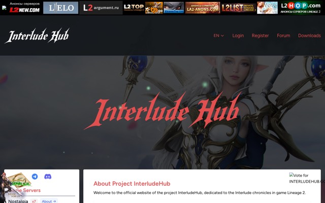 Screenshot of the interludehub.gg home page