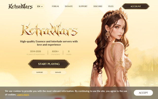 Screenshot of the ketrawars.net home page