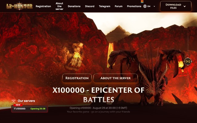 Screenshot of the l2-hunter.com home page