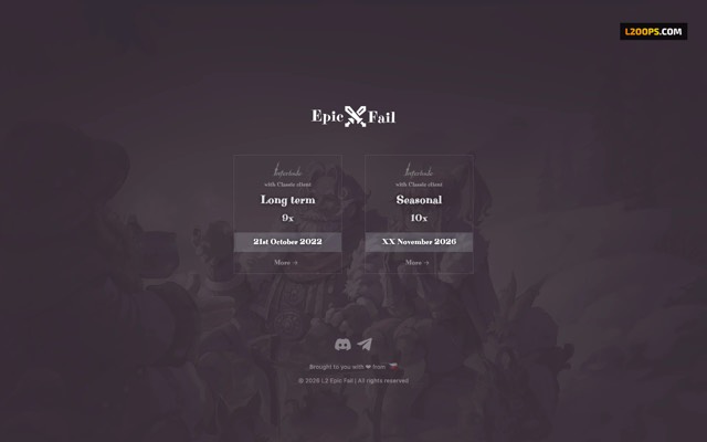 Screenshot of the L2 Epic Fail home page