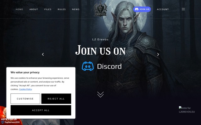 Screenshot of the l2erevos.eu home page