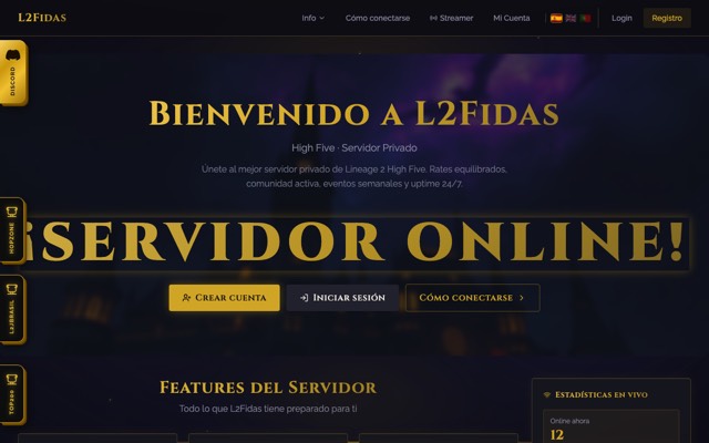 Screenshot of the l2fidas.com home page