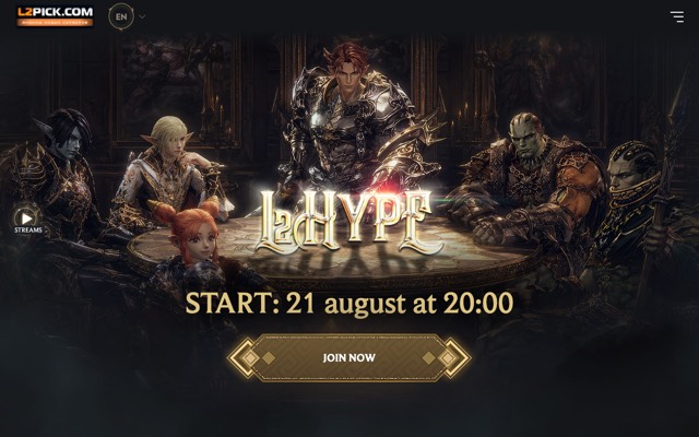 Screenshot of the l2hype.net home page