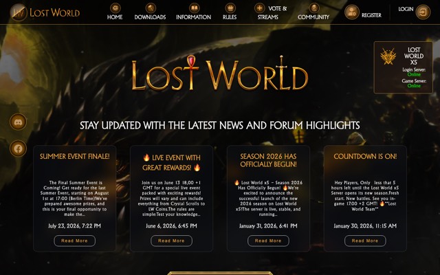 Screenshot of the l2lw.net home page