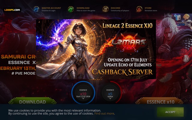 Screenshot of the l2mars.com home page