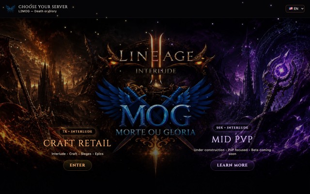 Screenshot of the l2mog.com home page