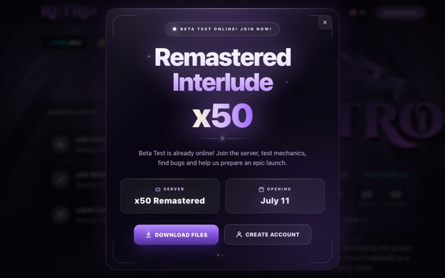 Screenshot of the L2Retro home page