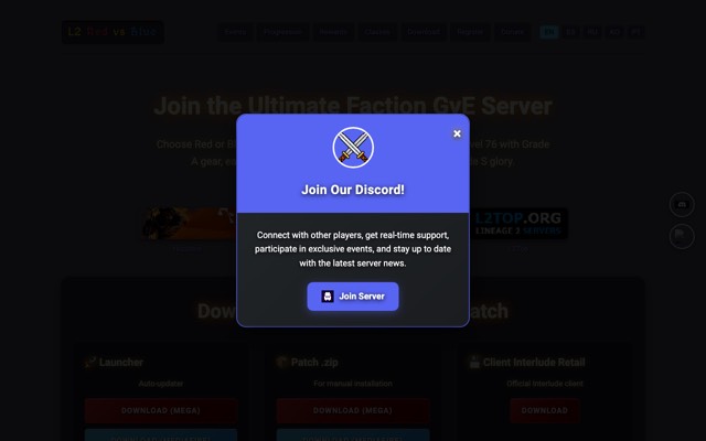 Screenshot of the l2rvb.org home page