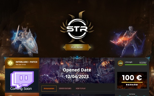 Screenshot of the l2str.com home page