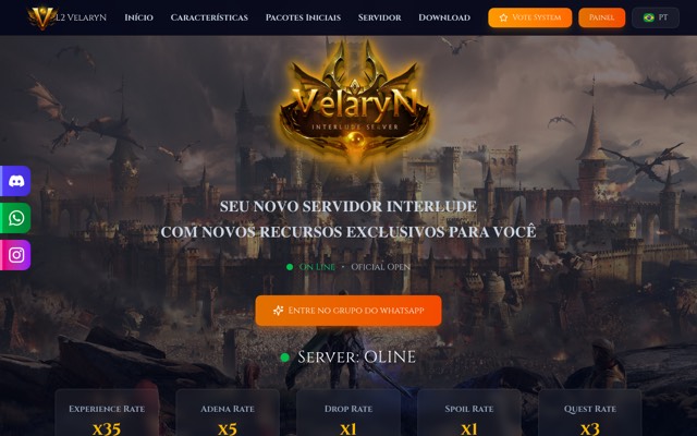 Screenshot of the l2velaryn35x.com home page