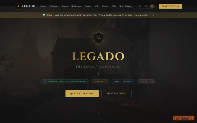 Screenshot of the legado.lat home page