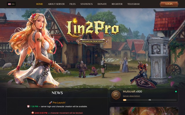 Screenshot of the lin2pro.com home page
