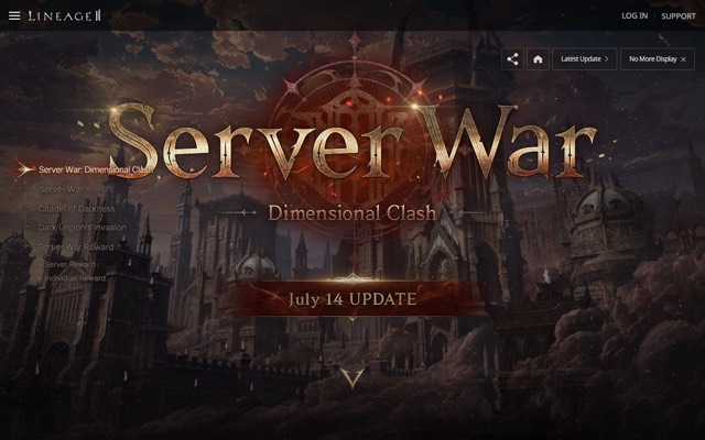 Screenshot of the Lineage II (official, NCSOFT) home page
