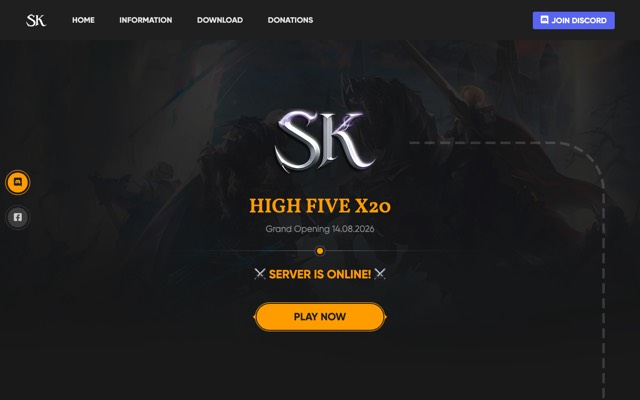 Screenshot of the lineage2.sk home page