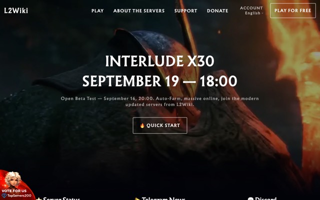 Screenshot of the lineage2.wiki home page