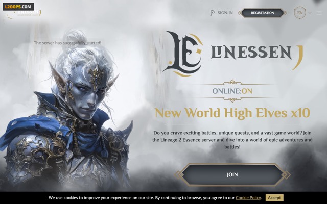 Screenshot of the linessen.com home page