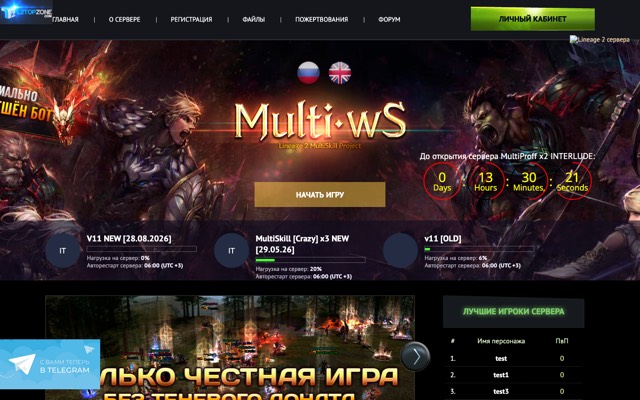 Screenshot of the multi.ws home page