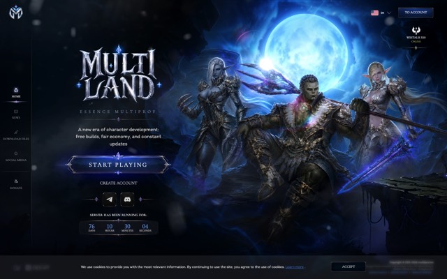 Screenshot of the multiland.ws home page