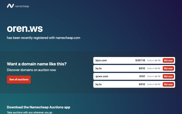 Screenshot of the oren.ws home page
