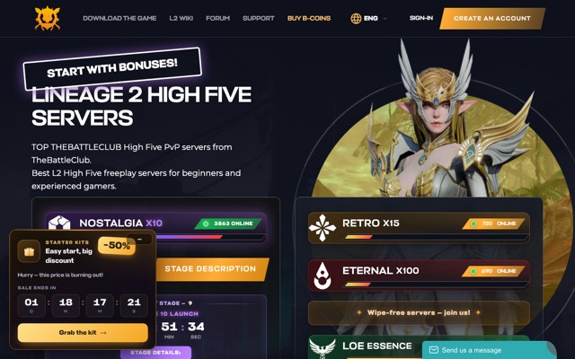 Screenshot of the TheBattle.Club home page